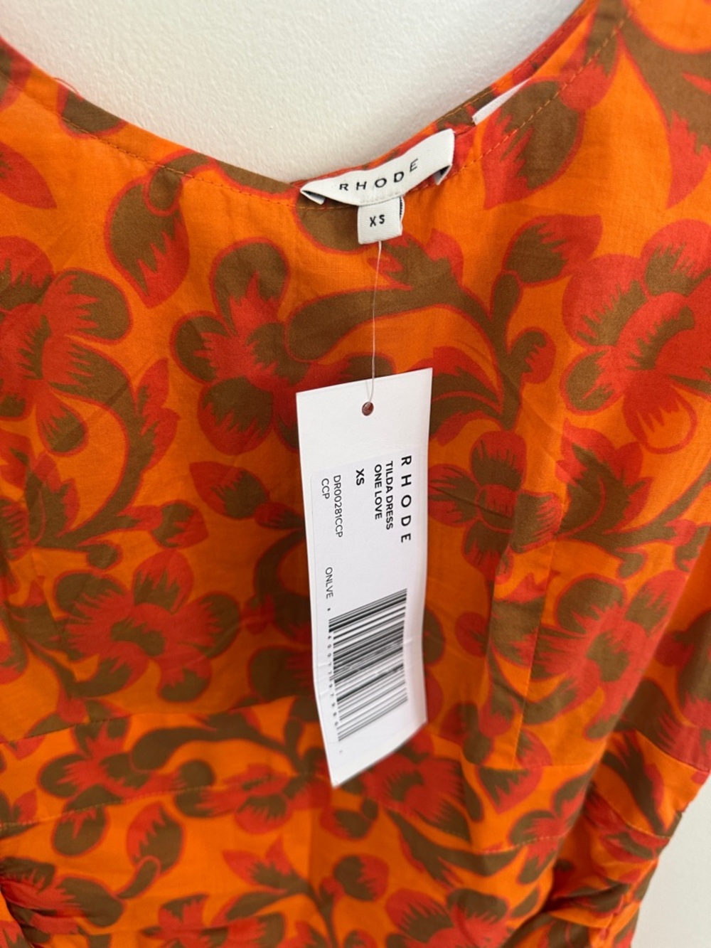Rhode Orange Floral Ruched Mini Dress - Picture 5 of 5